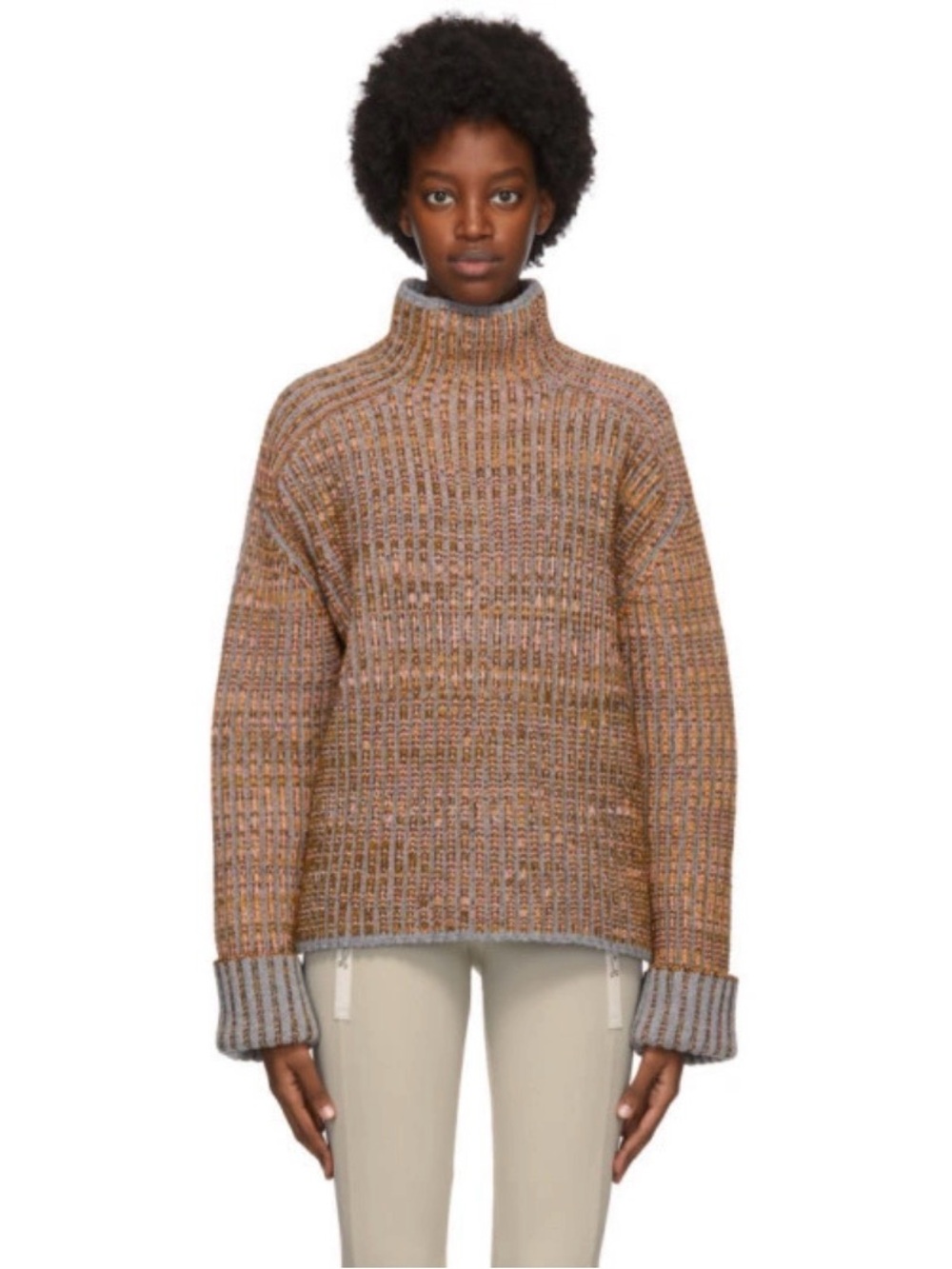 Acne Studios Ribbed Wool Turtleneck Sweater Oversized Multicolor Fits M L